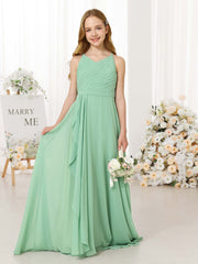 A-Line/Princess Chiffon Sleeveless Scoop Neck Floor-Length Flower Girl Dresses