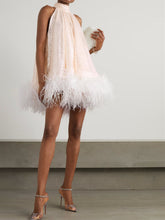 A-Line/Princess High Neck Sleeveless Mini Wedding Dress With Sequins