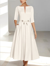 A-Line/Princess Half Sleeves Ankle Length Mother Of The Bride Dresses & Groom With Pockets