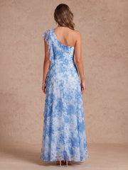 A-Line/Princess One-Shoulder Chiffon Mother of the Bride Dresses Floor-Length Sleeveless Ruffles