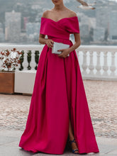 A-Line/Princess Off-the-shoulder Short Sleeves Floor Length Evening Dress