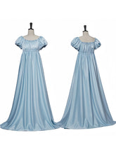 A-Line/Princess Jewel Neck Short Sleeves Floor-Length Vintage Dress with Ruffles
