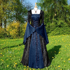 A-Line/Princess Off-the-Shoulder Long Sleeves Floor-Length Vintage Dress