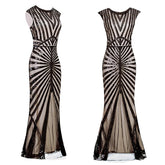 A-Line/Princess Jewel Neck Sleeveless Floor-Length Vintage Dress With Sequin
