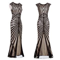 A-Line/Princess Jewel Neck Sleeveless Floor-Length Vintage Dress With Sequin
