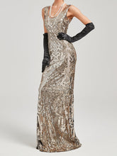 A-Line/Princess Off-the-Shoulder Sleeveless Floor-Length Vintage Dress With Sequin