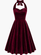 A-Line/Princess 1950s Halter Sleeveless Vintage Dresses with Pleats