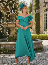 A-Line/Princess Criss Cross Mother of the Bride Dresses with Flower Chiffon Ankle-Length Short Sleevess