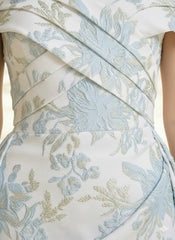 A-Line/Princess Off-the-Shoulder Mother of the Bride Dresses Printed Satin Floor-Length Sleeveless With Overskirt