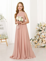 A-Line/Princess Chiffon Sleeveless One-Shoulder Floor-Length Flower Girl Dresses