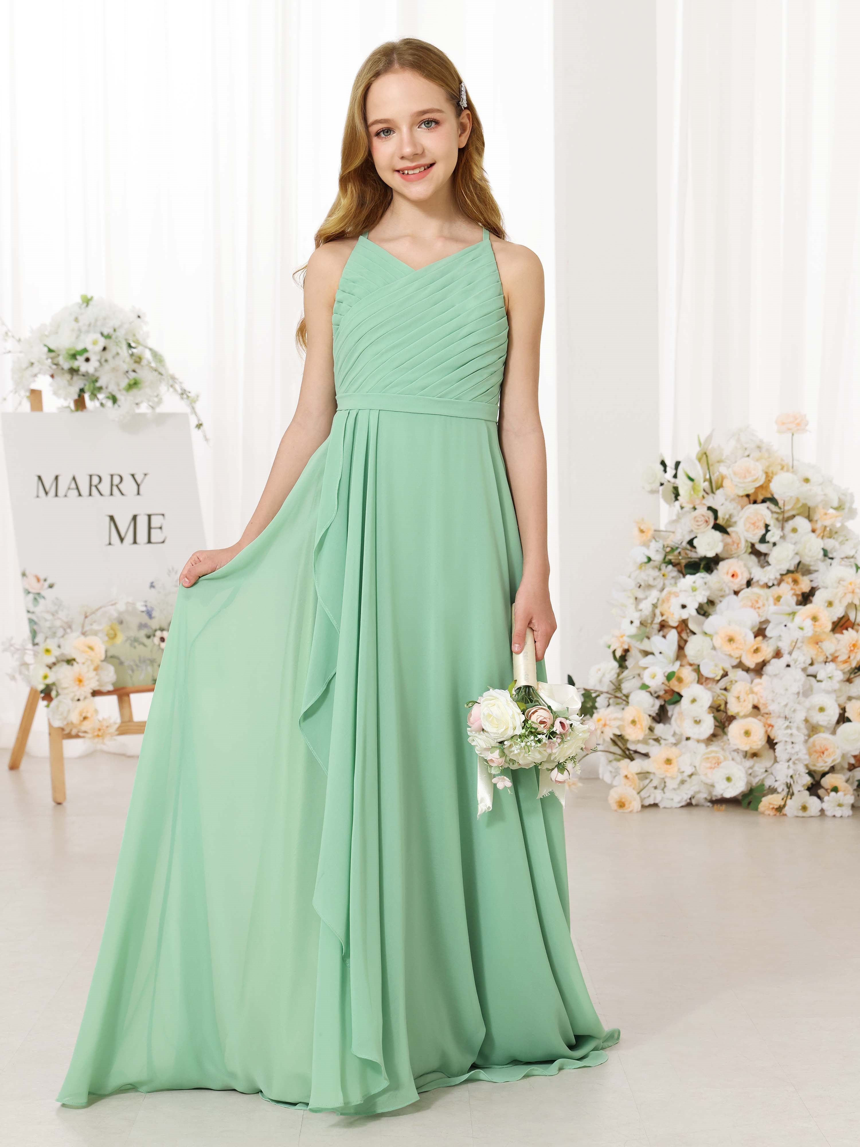 A-Line/Princess Chiffon Sleeveless Scoop Neck Floor-Length Flower Girl Dresses