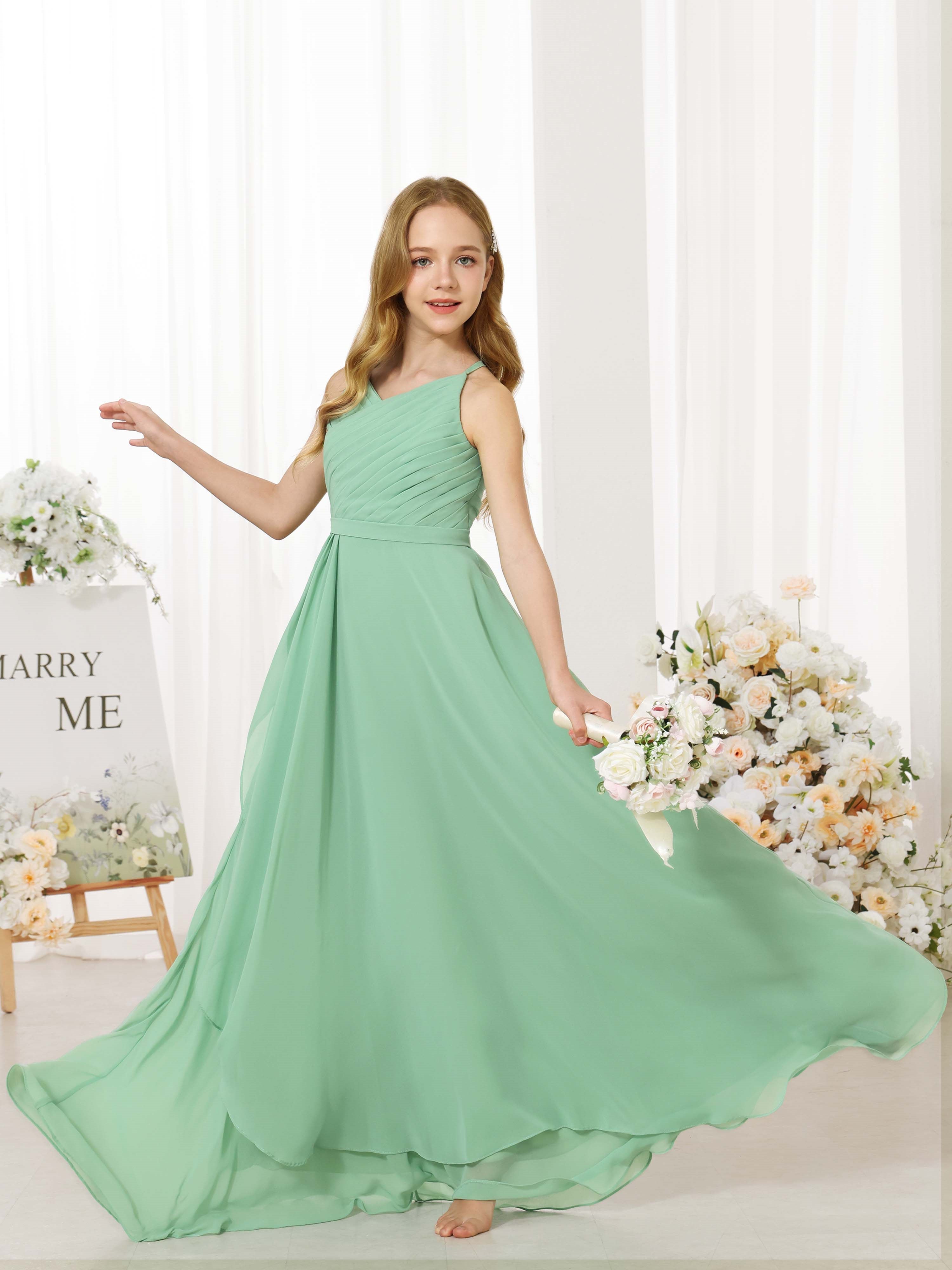 A-Line/Princess Chiffon Sleeveless Scoop Neck Floor-Length Flower Girl Dresses