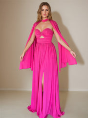 A-Line/Princess Sweetheart Sleeveless Floor-Length Ruched Evening Dresses