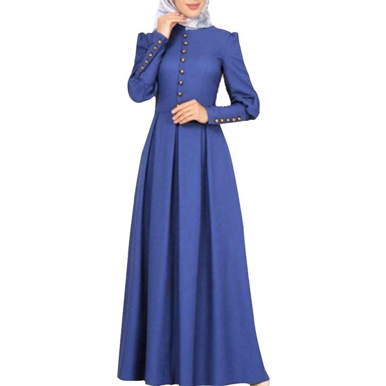 A-Line/Princess Jewel Neck Long Sleeves Floor-Length Retro Vintage Victorian Medieval Dress
