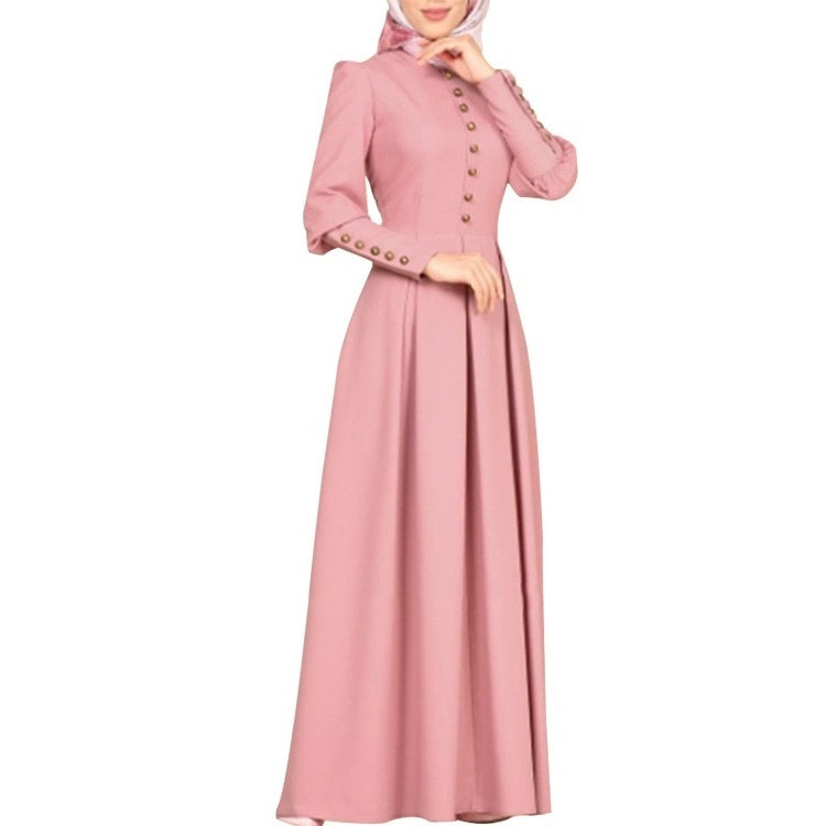 A-Line/Princess Jewel Neck Long Sleeves Floor-Length Retro Vintage Victorian Medieval Dress