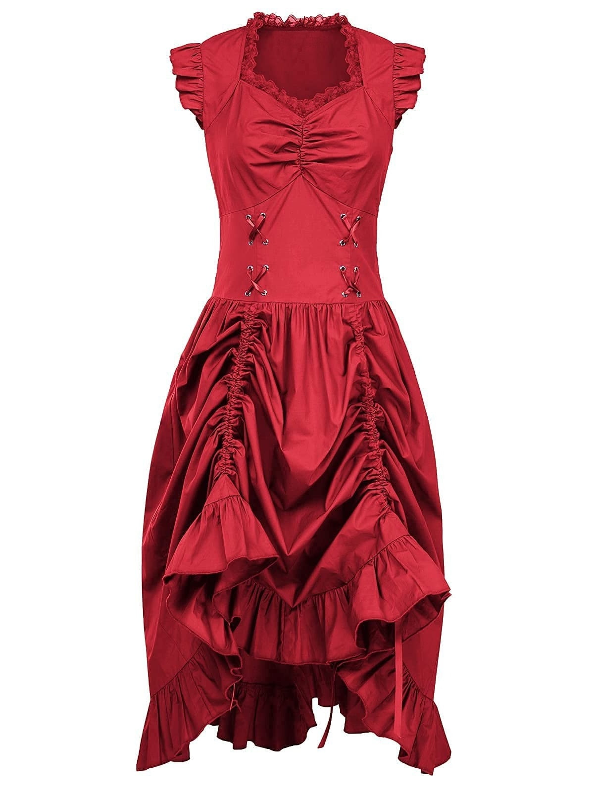 A-Line/Princess Asymmetrical Neck Sleeveless Tea-Length Retro Vintage Punk & Gothic Renaissance Steampunk Dress
