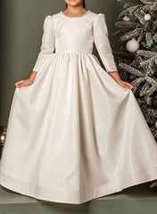 A-Line/Princess Girl Dresses with Bowknot & Beading