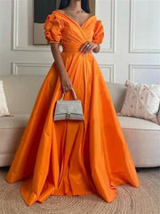 A-Line/Princess Off-the-Shoulder Floor-length Evening Dresses