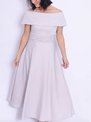 A-Line/Princess Off-the-Shoulder Sleeveless Tea-Length Mother of the Bride Dresses with Bowknot
