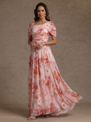 A-Line/Princess One-Shoulder Floral Chiffon Mother of the Bride Dress Floor-Length Sleeveless