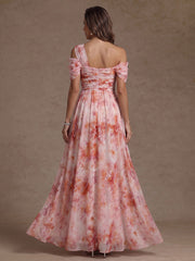 A-Line/Princess One-Shoulder Floral Chiffon Mother of the Bride Dress Floor-Length Sleeveless