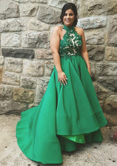 A-Line/Princess Halter Asymmetrical Prom Dresses