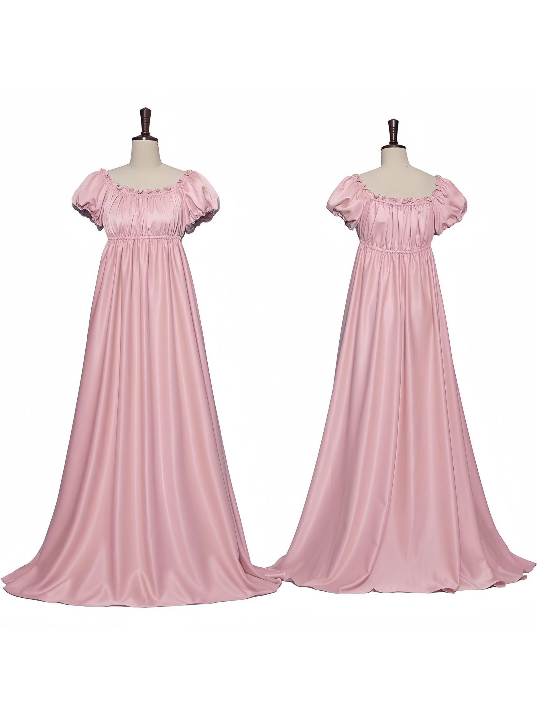 A-Line/Princess Jewel Neck Short Sleeves Floor-Length Vintage Dress with Ruffles
