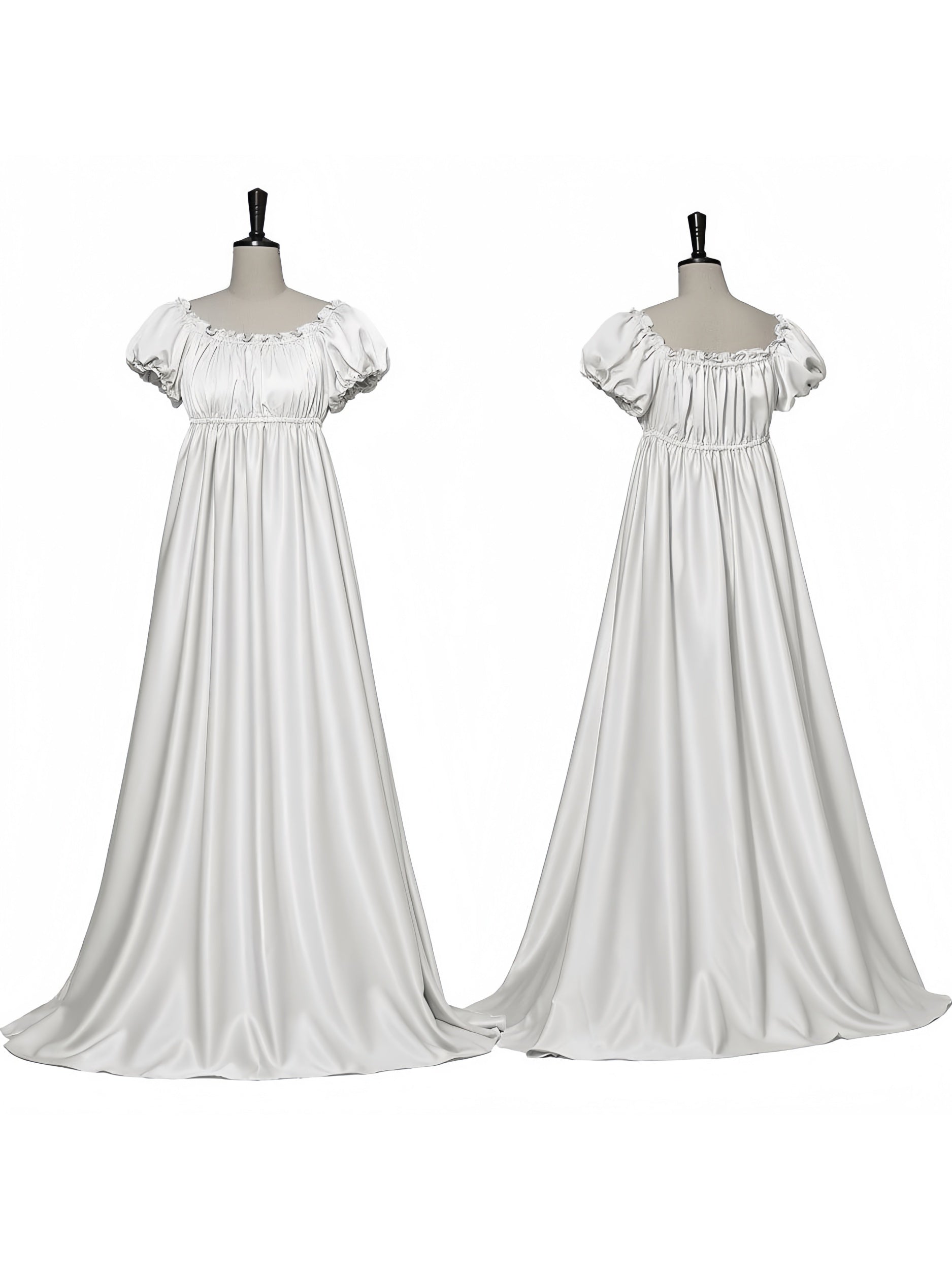 A-Line/Princess Jewel Neck Short Sleeves Floor-Length Vintage Dress with Ruffles