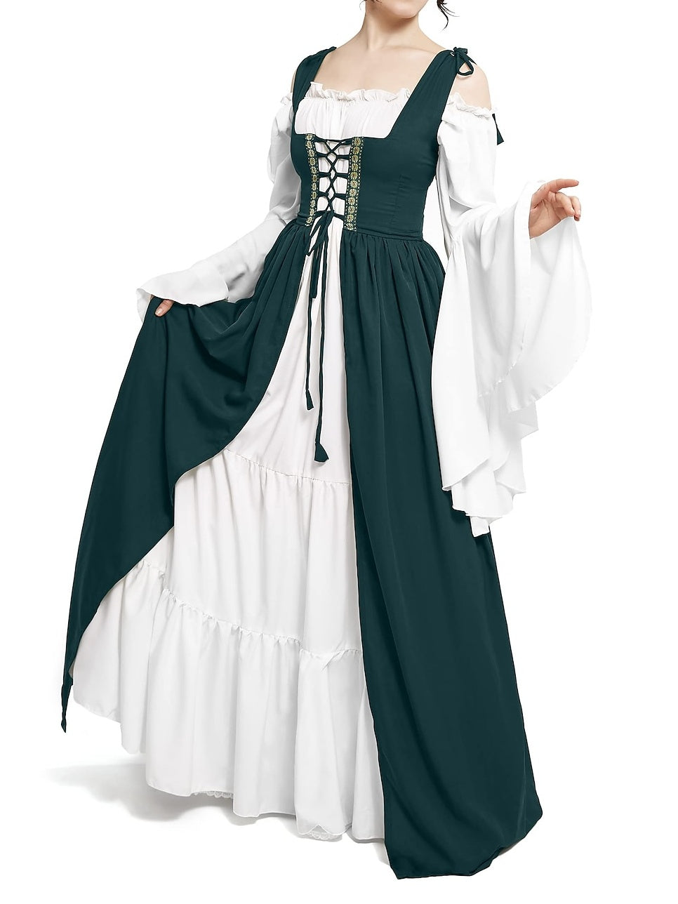 A-Line/Princess Off-the-Shoulder Long Sleeves Floor-Length Vintage Dress