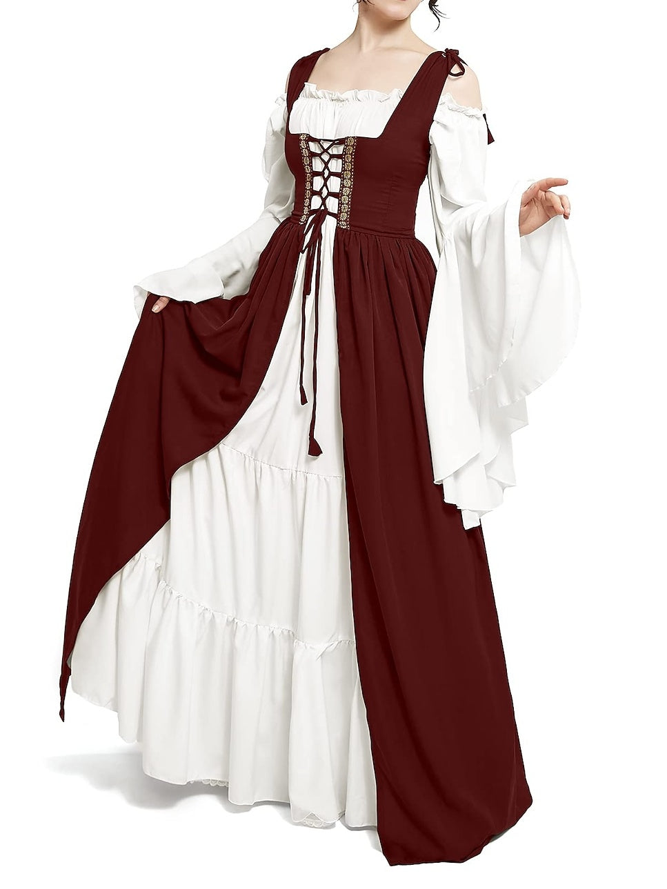 A-Line/Princess Off-the-Shoulder Long Sleeves Floor-Length Vintage Dress
