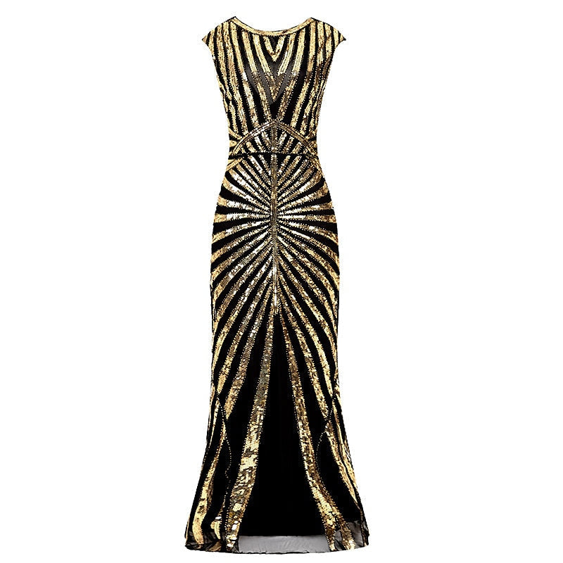 A-Line/Princess Jewel Neck Sleeveless Floor-Length Vintage Dress With Sequin