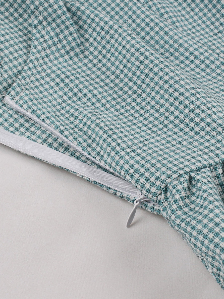 A-Line/Princess 1950s V-Neck Sleeveless Pleated Vintage Dresses with Belt & Buttons