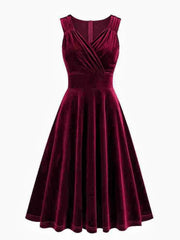A-Line/Princess 1950s V-Neck Sleeveless Vintage Dresses with Pleats