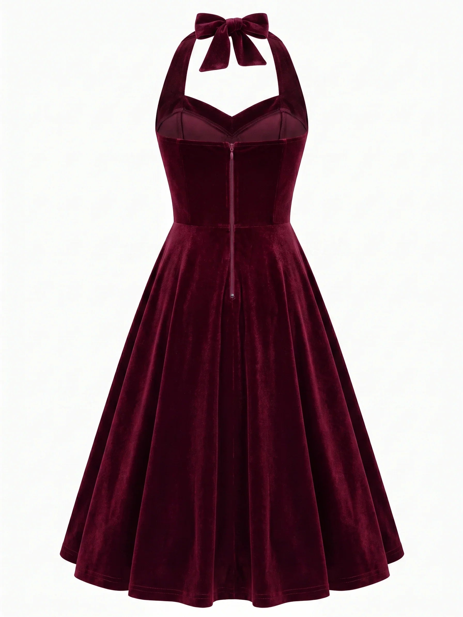 A-Line/Princess 1950s Halter Sleeveless Vintage Dresses with Pleats