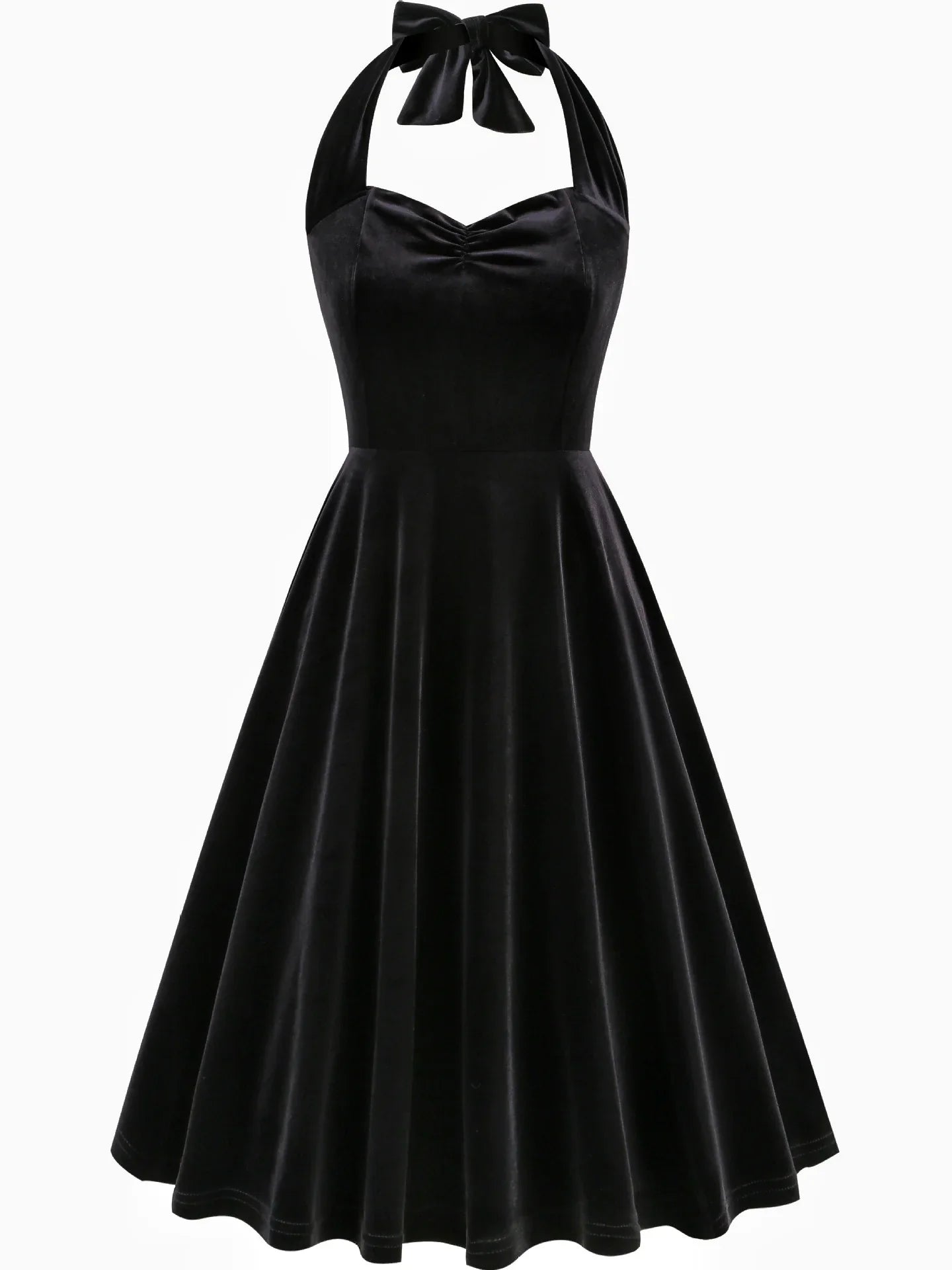 A-Line/Princess 1950s Halter Sleeveless Vintage Dresses with Pleats
