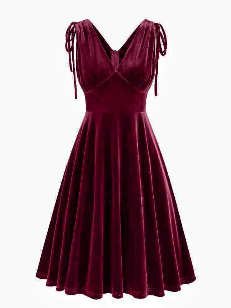 A-Line/Princess 1950s V-Neck Sleeveless Vintage Dresses with Pleats