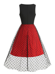 A-Line/Princess 1950s Scoop Sleeveless Tulle Vintage Dresses Polka Dot
