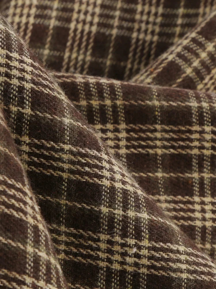 A-Line/Princess 1950s Shirt Collar 3/4 Sleeves Plaid Vintage Dresses
