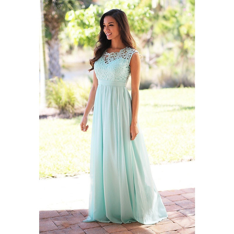 A-Line/Princess Jewel Neck Sleeveless Bridesmaid Dresses Wedding Guest Dresses