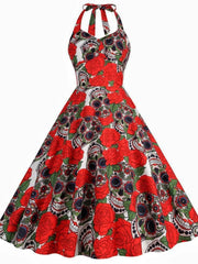 A-Line/Princess Halter Sleeveless Tea-Length Halloween Performance Costumes Dress