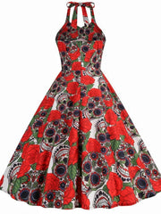 A-Line/Princess Halter Sleeveless Tea-Length Halloween Performance Costumes Dress