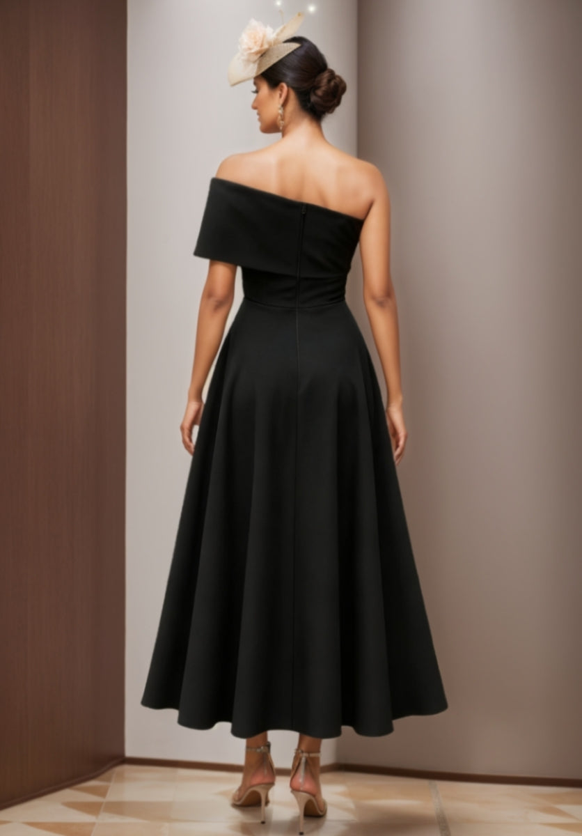A-Line/Princess One-Shoulder Ankle-Length Cocktail Dresses with Split Side