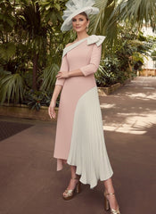 A-Line/Princess Off-the-Shoulder Pleated Tea-Length Mother of the Bride Dresses