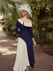 A-Line/Princess Off-the-Shoulder Pleated Tea-Length Mother of the Bride Dresses