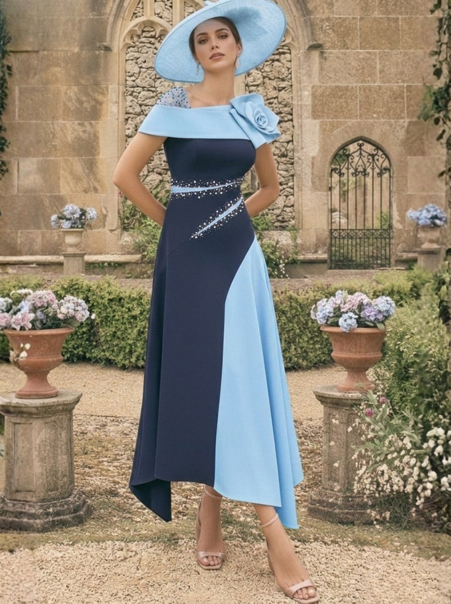 A-Line/Princess Ankle-Length Asymmetrical Mother of the Bride Dresses With 3D Flowers