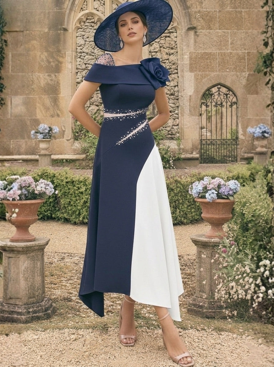A-Line/Princess Ankle-Length Asymmetrical Mother of the Bride Dresses With 3D Flowers