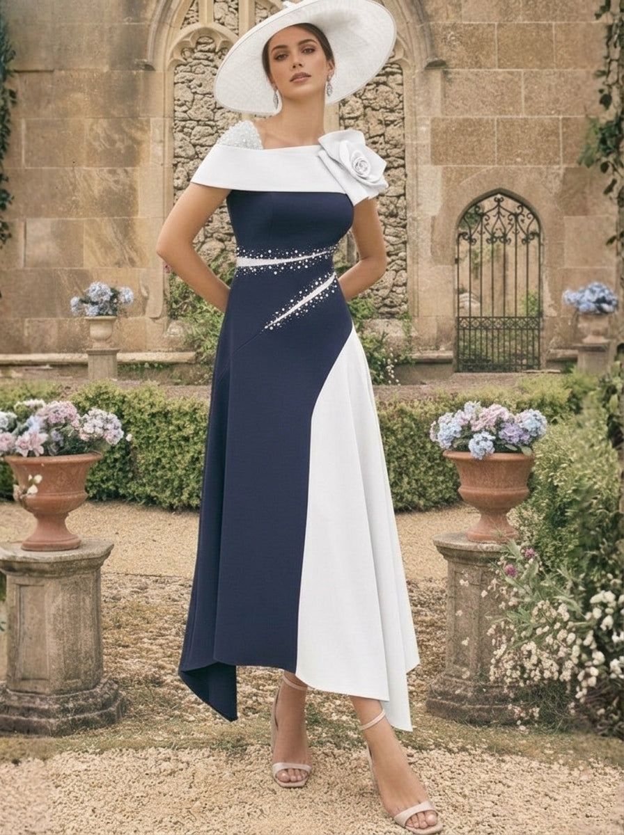A-Line/Princess Ankle-Length Asymmetrical Mother of the Bride Dresses With 3D Flowers