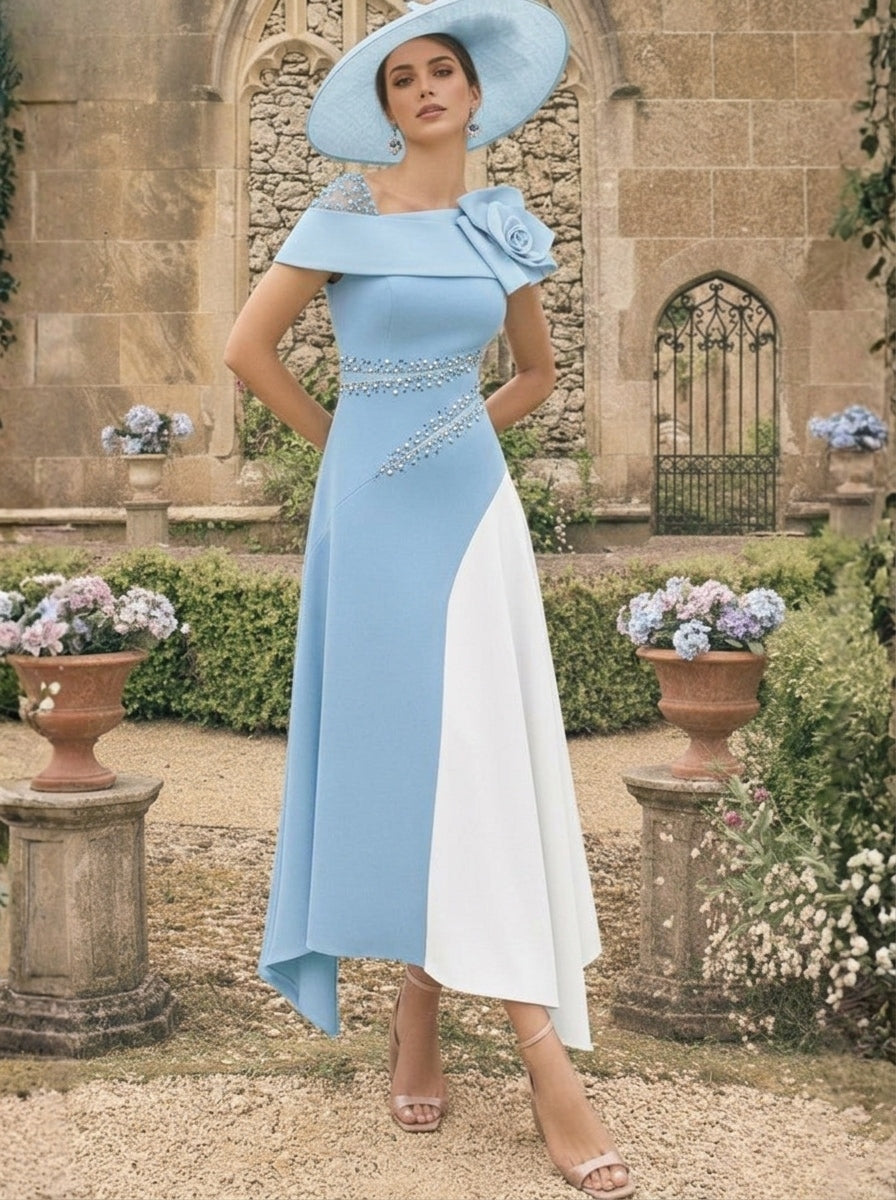 A-Line/Princess Ankle-Length Asymmetrical Mother of the Bride Dresses With 3D Flowers